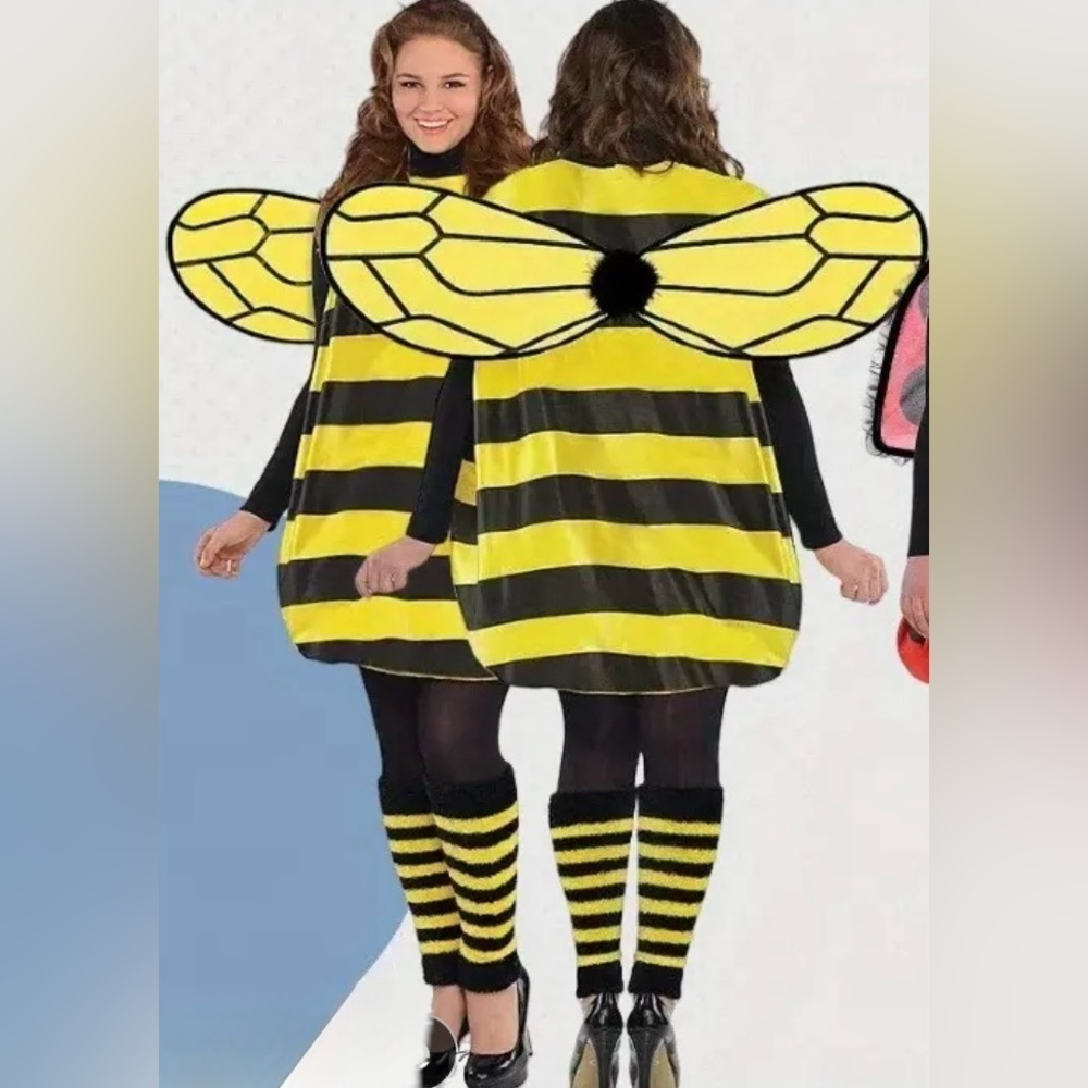 Halloween Bumble Bee Costume NIP Funny Bee Suit Knee-high Socks Hair Hoop Large